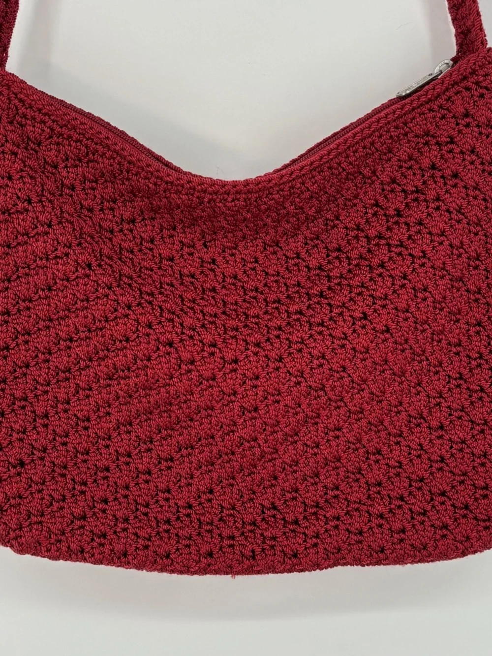 The Sak Shoulder Bag Purse Burgundy Red Woven Fabric Zip Top Slouchy Boho - Picture 6 of 8